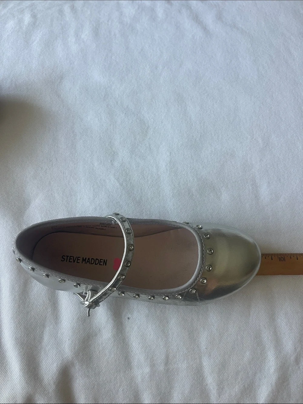 Steve Madden Kids Silver Mary Jane Studded Flats Size 2